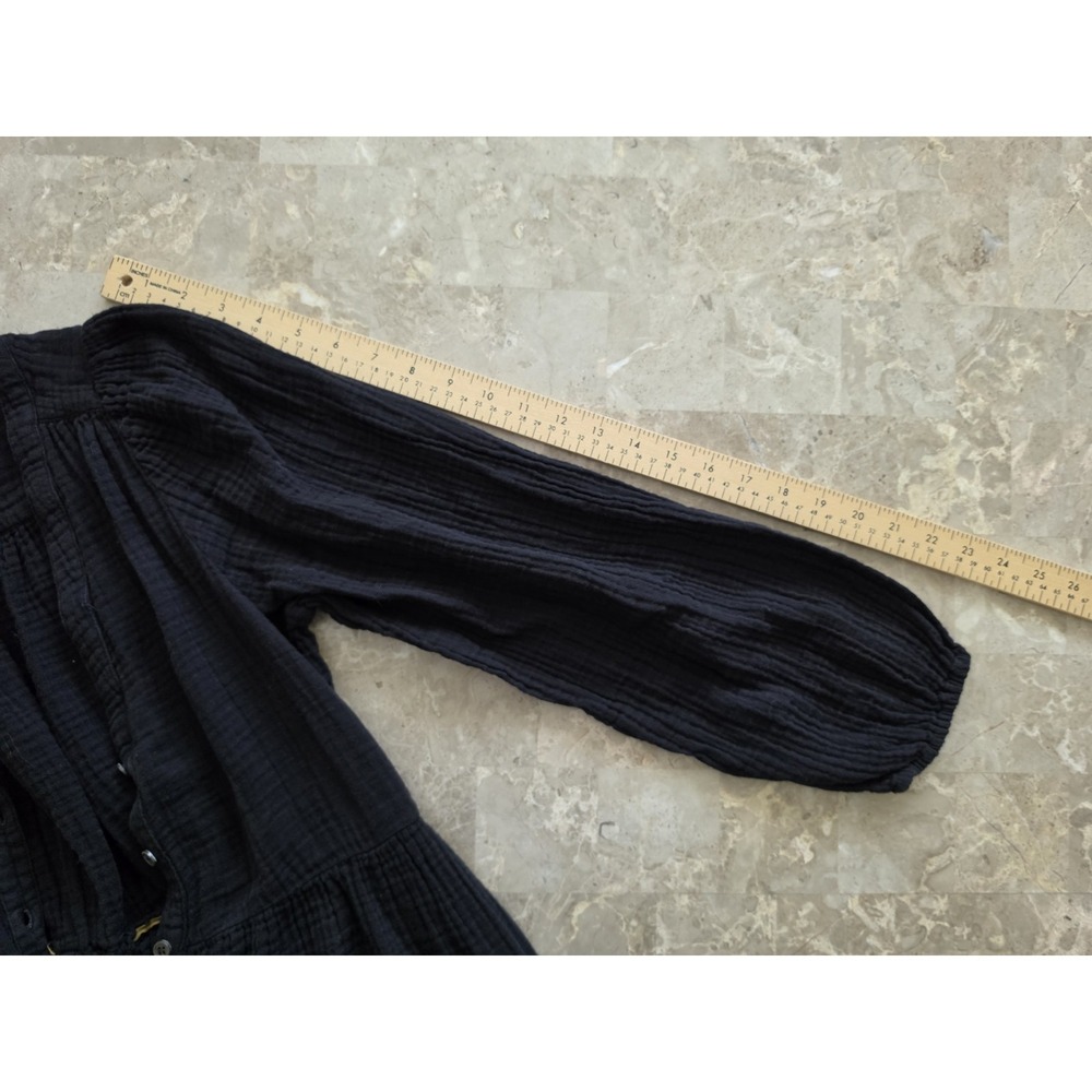 XIRENA Black Cotton GAUZE Button Frontโ MIDI Maxi Dress BOHO EMPIRE WAIST Medium - Picture 12 of 15